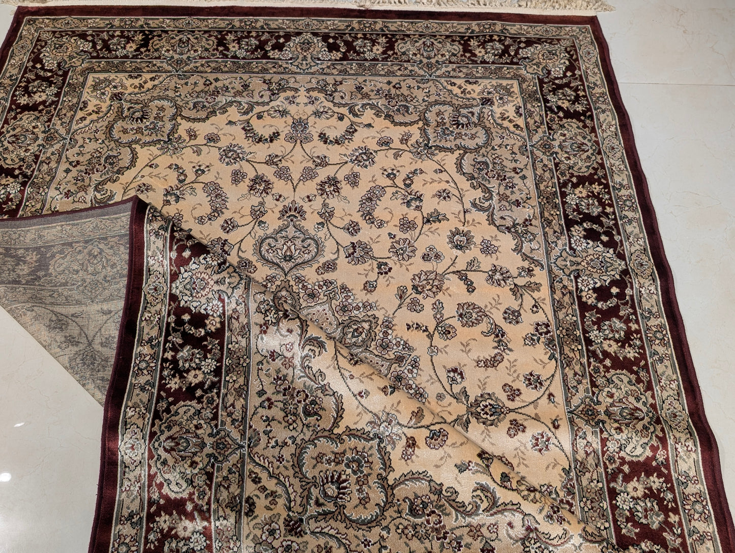 Royal Weave™ Cotton Silk | Soft Sheen Finish | Beige & Red